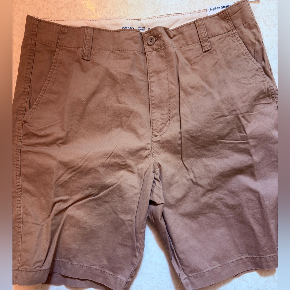 Old Navy Tan Flat Front Shorts Classic Style